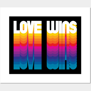 Retro Love Wins Personalized Gift Rainbow Style Posters and Art